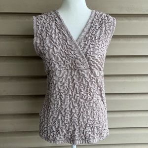 •Renuar• Puckered Sleeveless Blouse in Taupe - Size Large